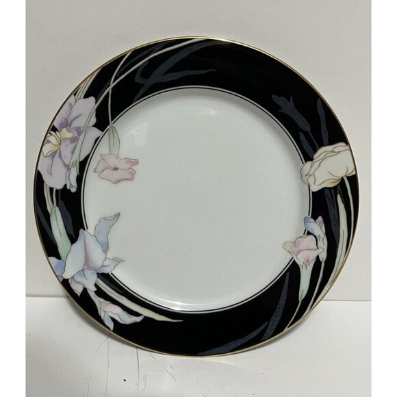 Vintage Mikasa Charisma Black L9050 Bread Plates 7.5" Set of 4 Japan - Picture 1 of 3